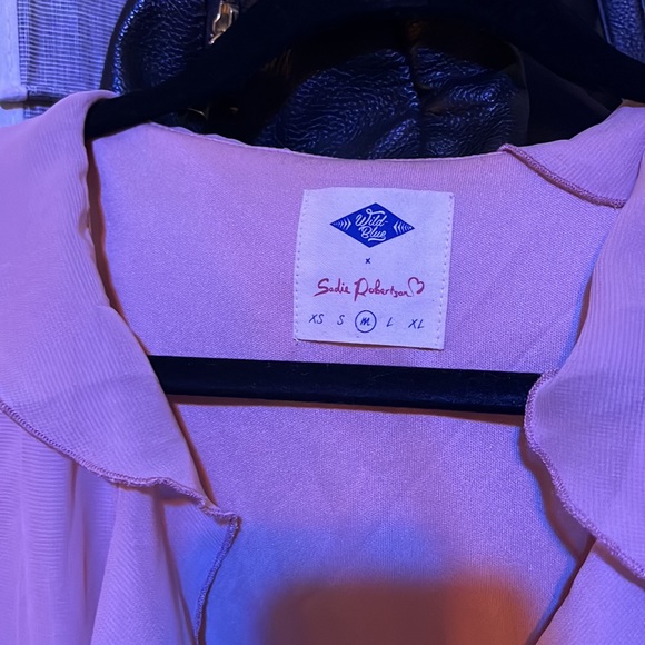 #52–Sadie Robertson (M) pink 💯 % polyester sheer, soft dress with slip and ties - Picture 3 of 7